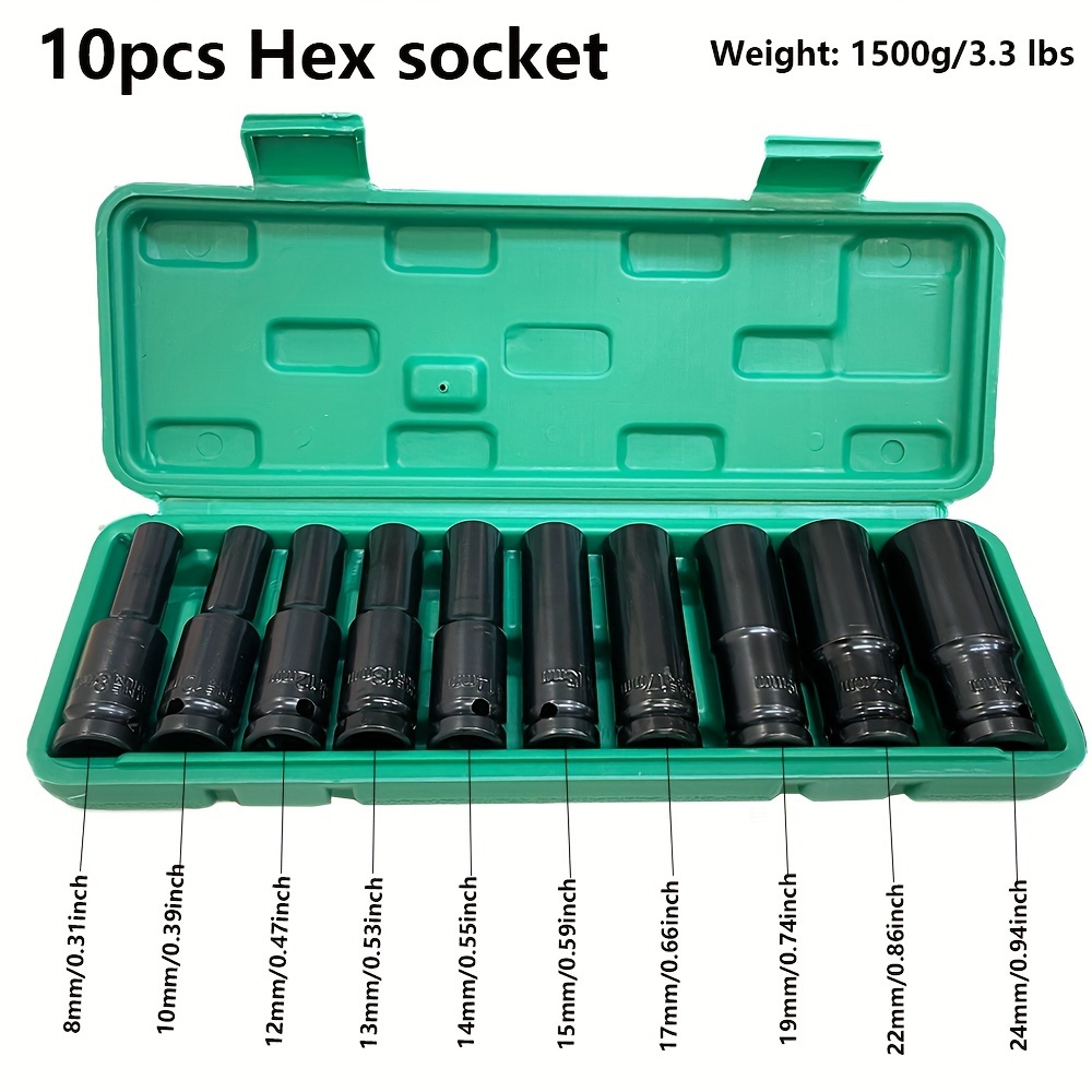 Power Tools Ridgid - 10pcs 1/2인치 8-24mm 파워 소켓 공구