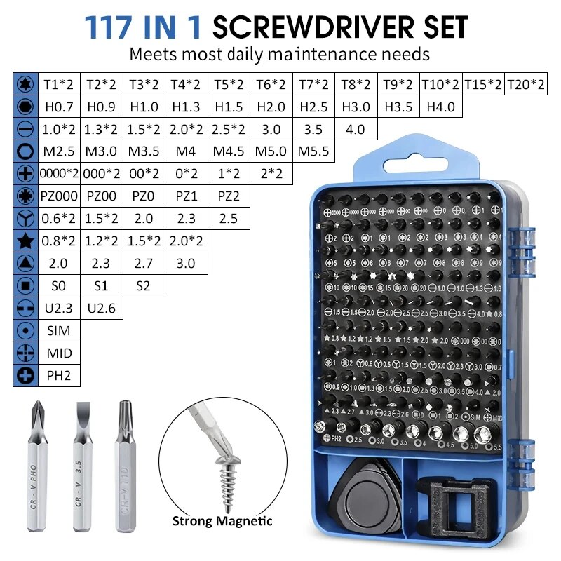 115/117 in 1 정밀 드라이버 세트 자기 Tor - Xiaomi Power Tools 리뷰 및 가격