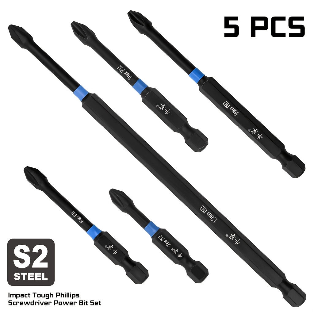 5개입 고강도 자석 필립스 드라이버 비트, S2 강철  - Power Tools List 리뷰 및 가격